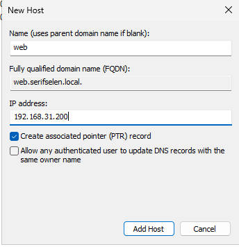 New Host Dialog